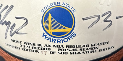 Klay Thompson Signed Spalding Basketball Warriors Record 73-9 Autograph LE COA