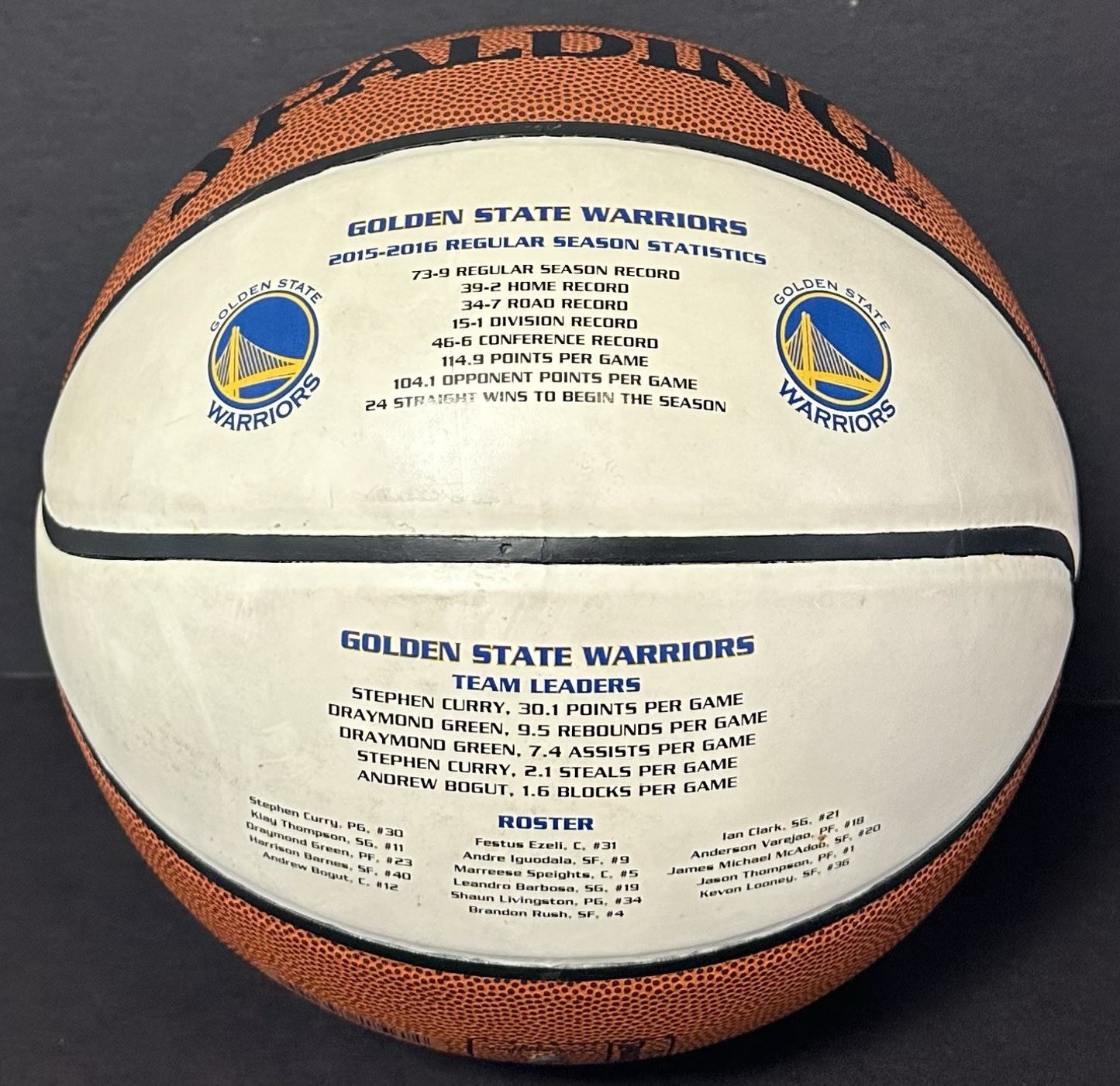 Klay Thompson Signed Spalding Basketball Warriors Record 73-9 Autograph LE COA