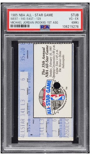 1985 NBA All Star Game Ticket Stub Michael Jordan Rookie DEBUT 1st AS PSA 4 Rare