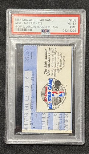 1985 NBA All Star Game Ticket Stub Michael Jordan Rookie DEBUT 1st AS PSA 4 Rare