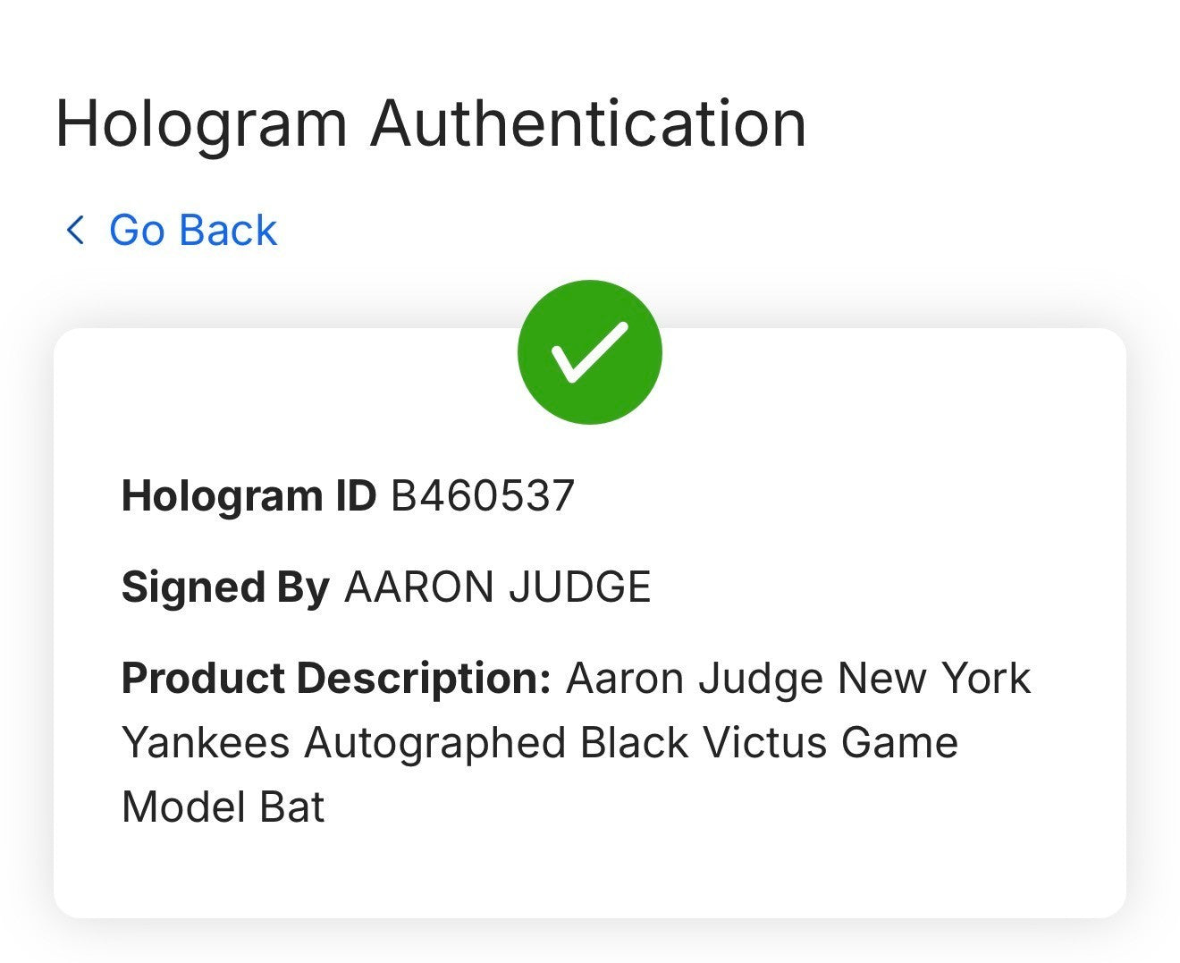 Aaron Judge Ny Yankees Signed Victus Game Model Bat Auto MVP Fanatics & MLB COA