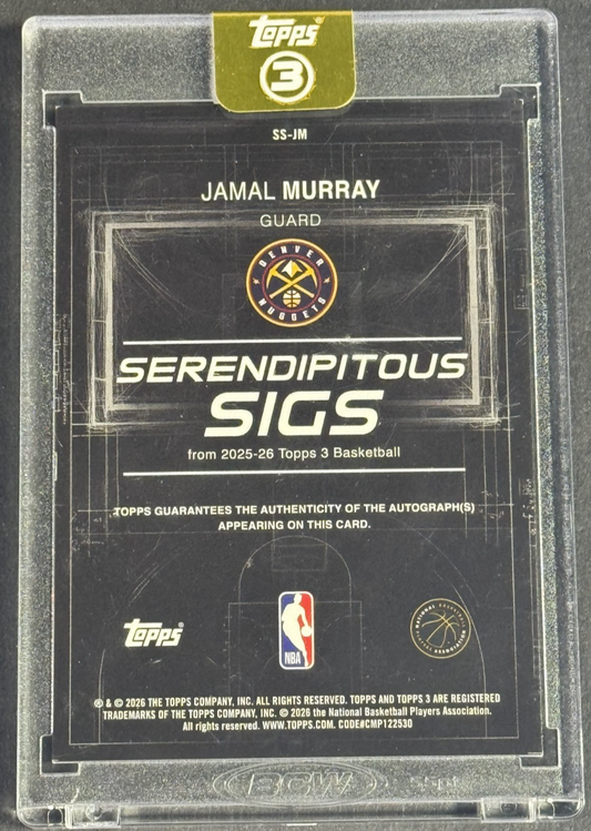 2025 Topps 3 Jamal Murray Serendipitous Sigs Mint Auto /49 Encased Nuggets