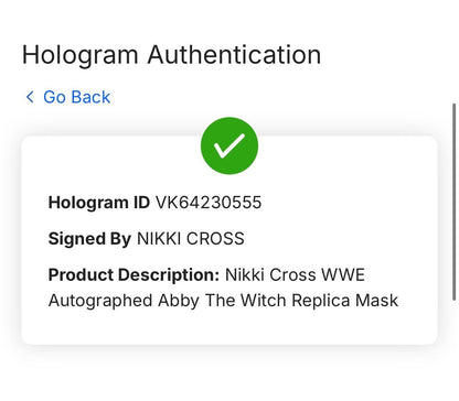 Nikki Cross Signed Abby The Witch Replica Mask Auto Fanatics COA WWE