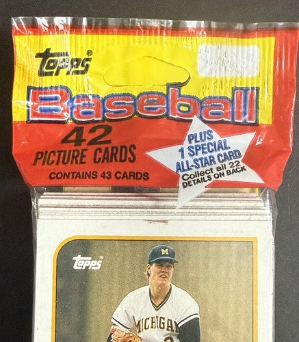 1989 Topps Baseball 42 Card Hang Pak Factory Sealed Jim Abbott Michigan RC Top