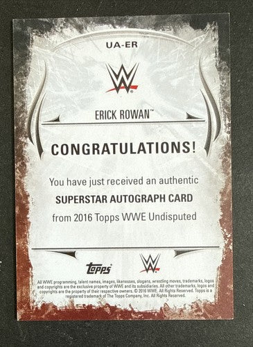 2016 Topps WWE Undisputed Erick Rowan Signed  /299 Mint Auto Wyatt Family