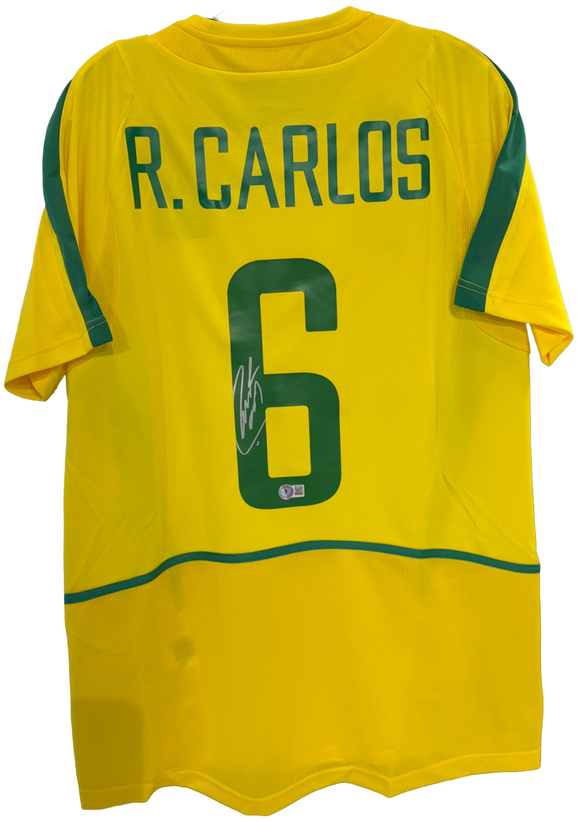 Roberto Carlos Signed Nike  #6 Brazil National Team Soccer Jersey Auto BAS COA