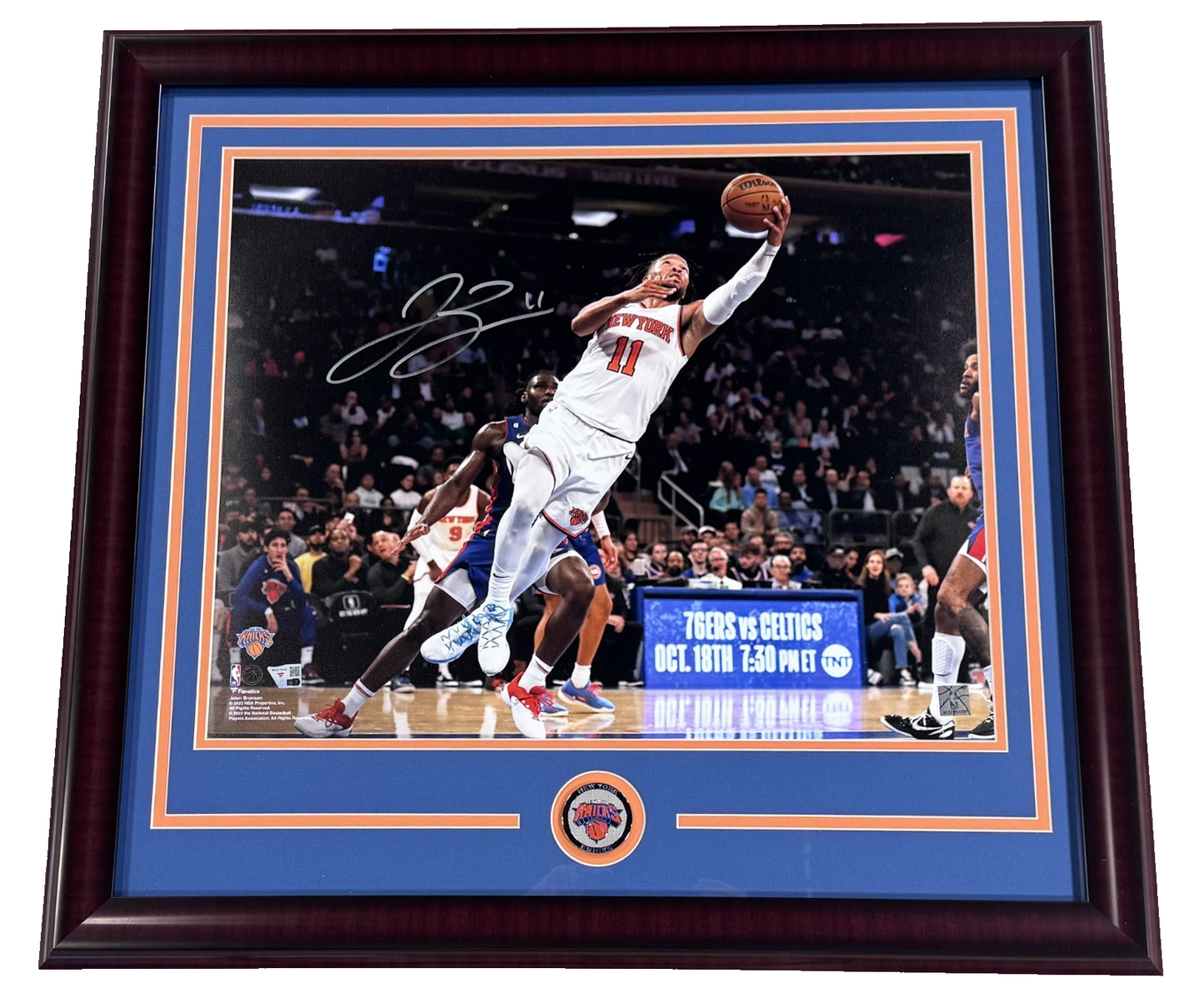 Jalen Brunson Signed 16x20 Framed Photo w/ Coin NY Knicks Mint Auto Fanatics