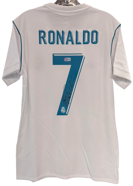Cristiano Ronaldo Signed White Adidas Soccer Jersey #7 Real Madrid Auto BAS COA