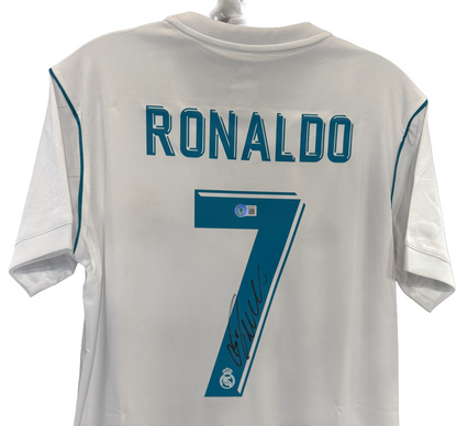 Cristiano Ronaldo Signed White Adidas Soccer Jersey #7 Real Madrid Auto BAS COA