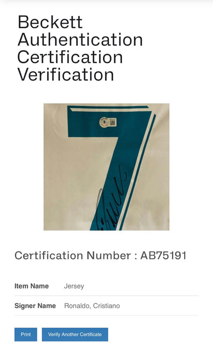 Cristiano Ronaldo Signed White Adidas Soccer Jersey #7 Real Madrid Auto BAS COA