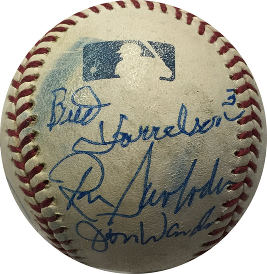New York Mets Signed OML Baseball with 6 Autos Jones, Johnson, Charles COA