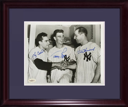 Yogi Berra Tommy Heinrich Byrne Yankees signed 8x10 photo framed 3 auto JSA COA