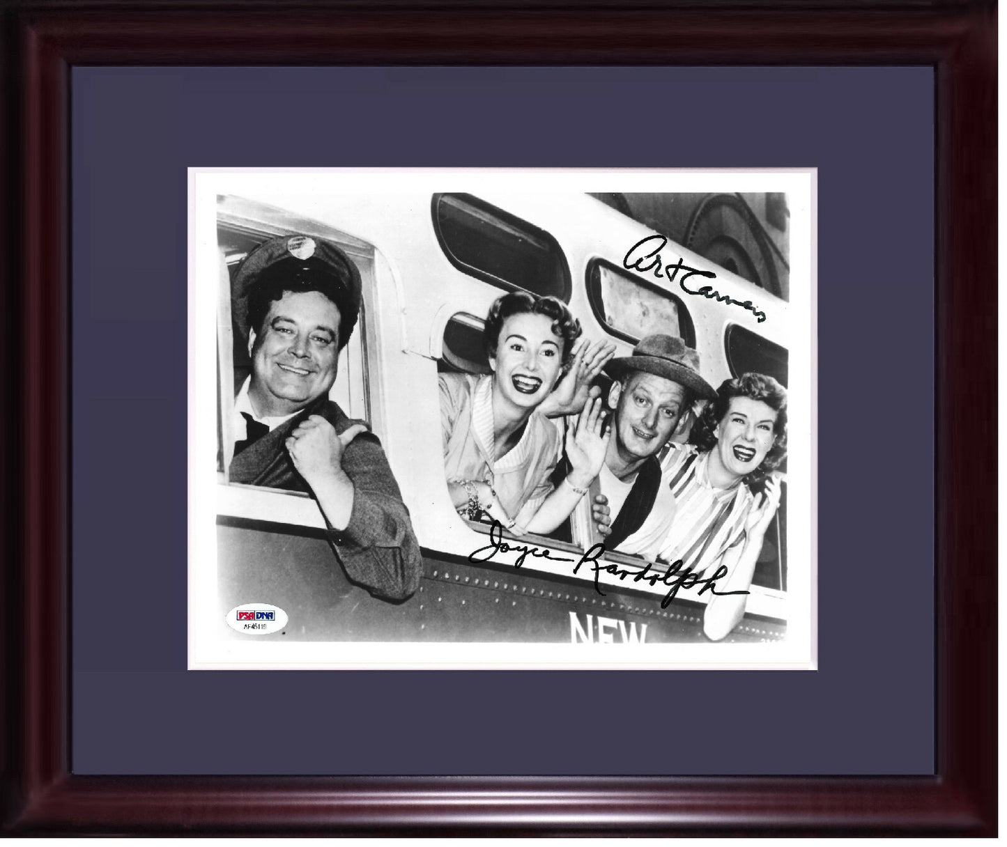 Art Carney Joyce Randolph signed 8x10 Honeymooners photo framed 2 auto PSA LOA