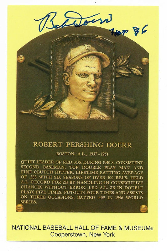 Bobby Doerr Red Sox signed Hall of Fame postcard INS HOF 86 Autograph CBM COA