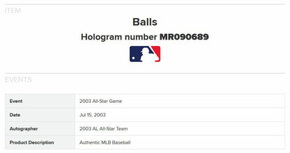 2003 All Star Game Team Signed Baseball 24 auto Ichiro Roy Halladay MLB Holo COA