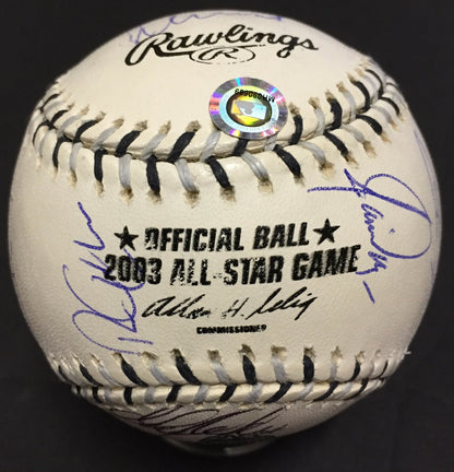 2003 All Star Game Team Signed Baseball 24 auto Ichiro Roy Halladay MLB Holo COA