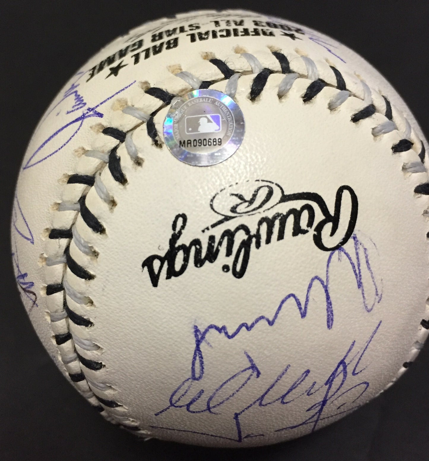 2003 All Star Game Team Signed Baseball 24 auto Ichiro Roy Halladay MLB Holo COA