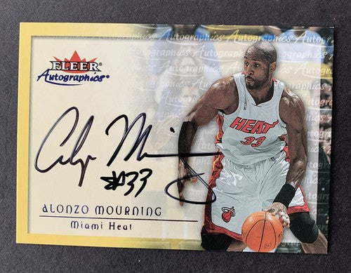 Alonzo Mourning Signed 2000 Fleer Autographics Mint ON CARD Auto #33 Heat