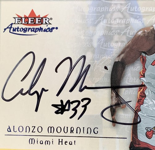 Alonzo Mourning Signed 2000 Fleer Autographics Mint ON CARD Auto #33 Heat