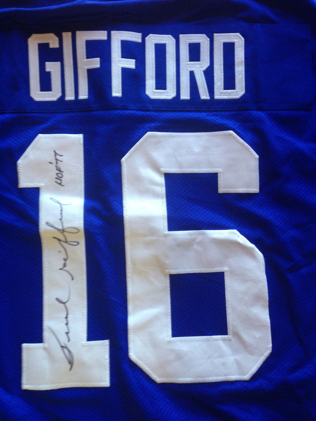 Frank Gifford Ny Giants signed CAREER STAT JERSEY HOF 77 autograph Mint CBM COA