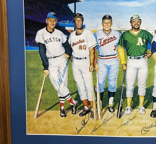 500 Hr Signed Framed Poster Ron Lewis Mickey Mantle Ted Williams Aaron Mays COA