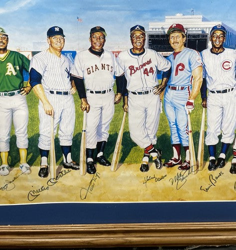 500 Hr Signed Framed Poster Ron Lewis Mickey Mantle Ted Williams Aaron Mays COA