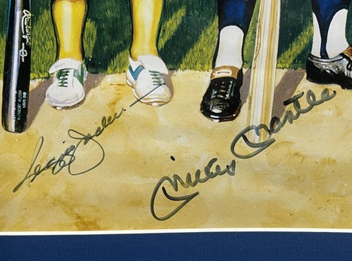 500 Hr Signed Framed Poster Ron Lewis Mickey Mantle Ted Williams Aaron Mays COA