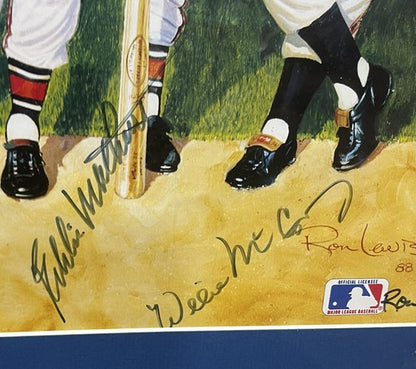 500 Hr Signed Framed Poster Ron Lewis Mickey Mantle Ted Williams Aaron Mays COA