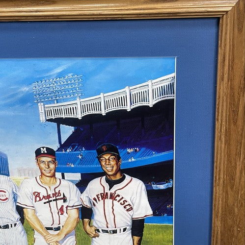 500 Hr Signed Framed Poster Ron Lewis Mickey Mantle Ted Williams Aaron Mays COA
