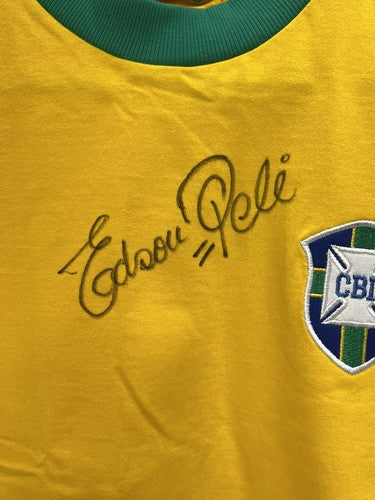 Pele Signed Full Name Vintage CBD Brazil World Cup Jersey #10 Edson Auto PSA COA