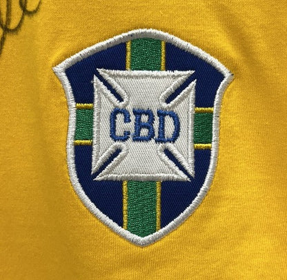Pele Signed Full Name Vintage CBD Brazil World Cup Jersey #10 Edson Auto PSA COA