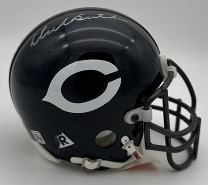 Dick Butkus Signed Bears Riddell Throwback Mini Helmet Auto Mounted Memories HOF