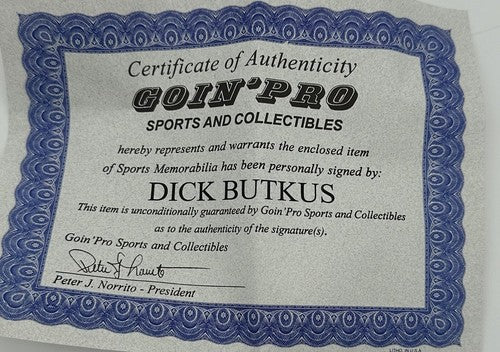 Dick Butkus Signed Bears Riddell Throwback Mini Helmet Auto Mounted Memories HOF