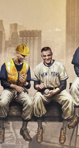 NY Yankees Lunch Atop An Empire 12x36 Lithograph Photo Jeter Mantle Dimaggio COA