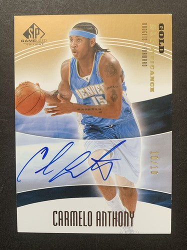 Carmelo Anthony 2004-05 UD SP GAME USED GOLD SIGNIFICANCE Bold AUTO #10/ 10 1/1