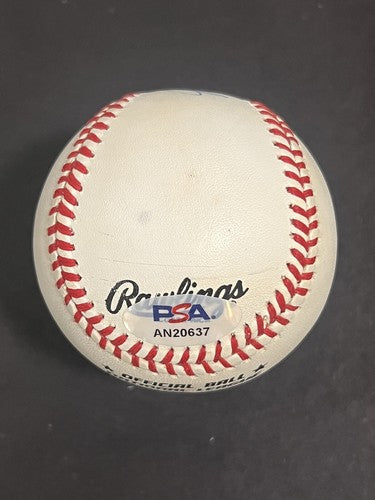 Johnny Mize Signed Vintage Official NL Baseball Bold Auto Yankees PSA COA HOF