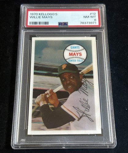 1970 Kellogg's Willie Mays San Francisco Giants HOF PSA 8 NM - Mint #12 Beauty