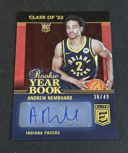 2022-23 Panini Donruss Elite Rookie Yearbook Andrew Nembhard  Auto Pacers /49 MT