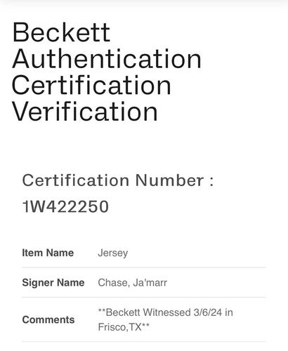 Ja’Marr Chase Signed Nike Licensed Bengals Black Jersey Autograph BAS COA w Tags