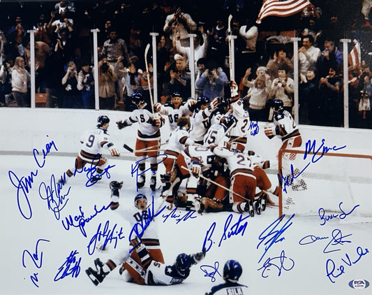 1980 USA Hockey Miracle Team Signed All 20 16x20 Framed Photo Believe Auto PSA