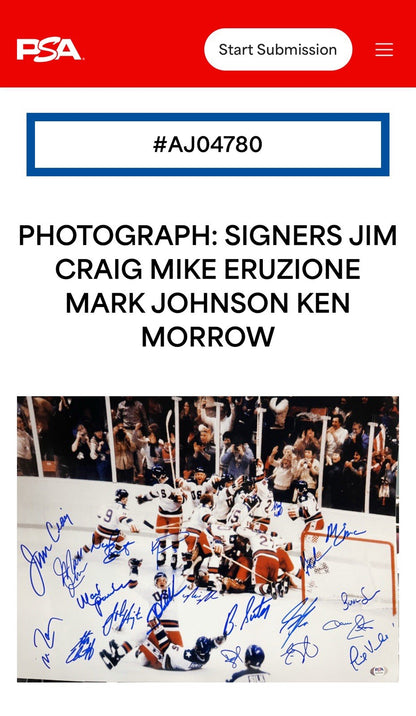 1980 USA Hockey Miracle Team Signed All 20 16x20 Framed Photo Believe Auto PSA
