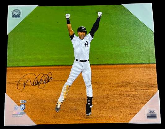 Derek Jeter Signed 16x20 Canvas Photo Yankees Final Game 2014 Walkoff  MLB COA