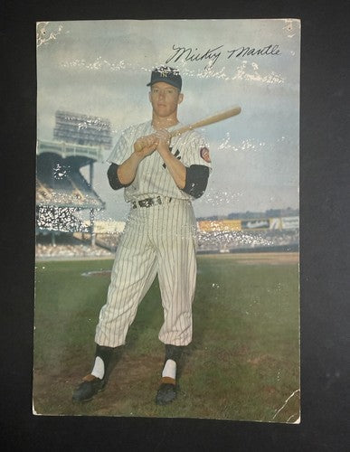 1953 - 55 DORMAND Mickey Mantle 6x9 GIANT POSTCARD Card Bat On Shoulder