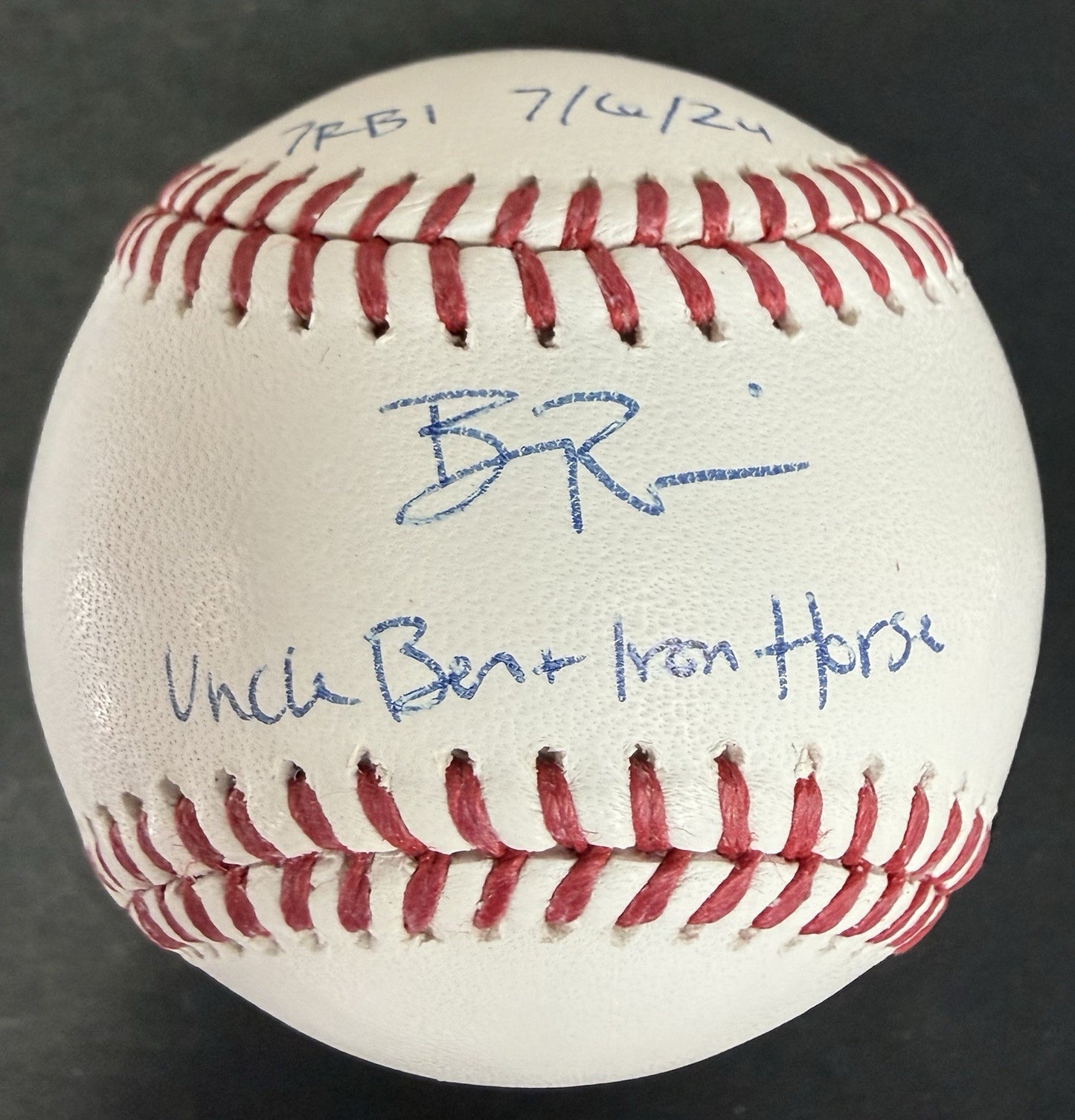 Ben Rice Yankees Signed MLB Baseball Uncle Ben Iron Horse 7 RBI Auto Steiner COA