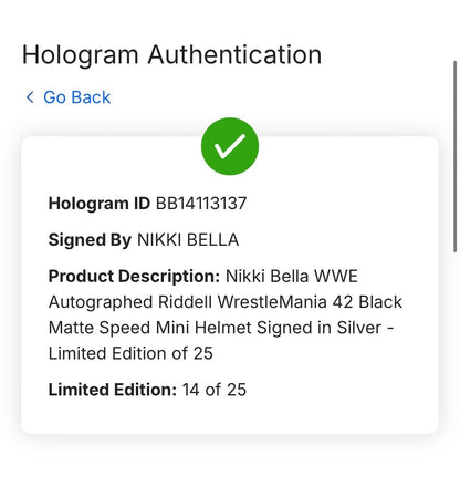 Nikki Bella Signed Riddell Wrestlemania 42 Mini Helmet LE /25 Auto Fanatics COA