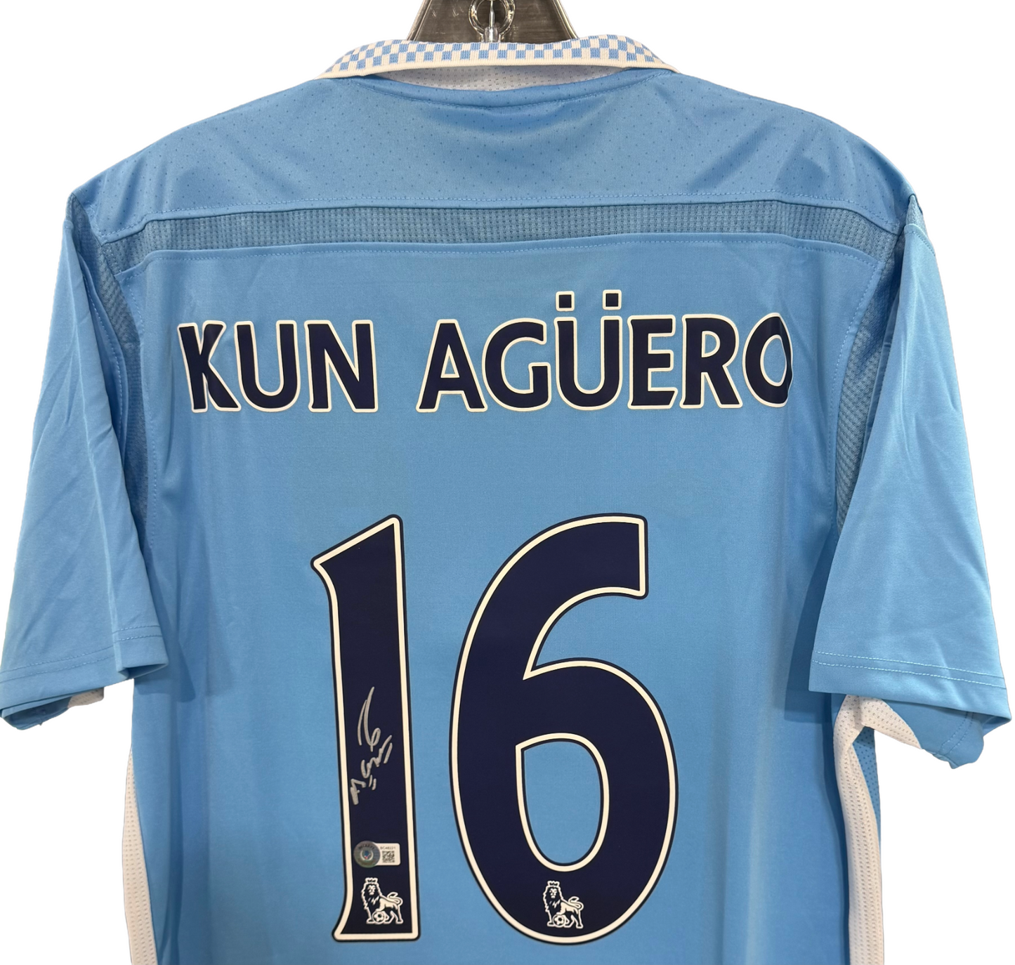 Sergio Aguero Signed Umbro Authentic Soccer Jersey Manchester City Auto BAS COA
