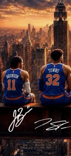New York Knicks Starting 5 2026 Champions framed Shadowbox Photo Jalen Brunson