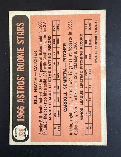 1966 Topps Set-Break #539 Astros Rookies EX- Mint High #