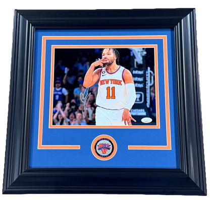 Jalen Brunson Signed 8x10 Framed Celebration Photo NY Knicks Auto JSA COA