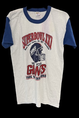 New York Giants 1986 Super Bowl Champions T Shirt Vintage XL Size Phil Simms